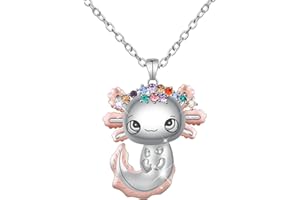 MIKOVIVI Collier Axolotl Alliage en Cristal Mignon Salamandre Tendance Pendentif Cadeau de Bijoux pour Garçons et Filles