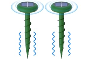 HULAXILOTI Mole Repeller Solar Pack of 2, Ultrasonic Mole Repellent, with 3 Deterrent Modes, Suitable for Expulsion of Moles and Other Rodents in Gardens, Lawns (Round)