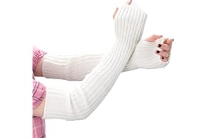 AWOCAN Lange fingerlose Handschuhe Weiche Winter Warme Handschuhe Winter Knit Armstulpen Daumenloch Handschuhe Gestrickt Warm Weben Handschuhe
