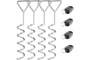 Jinhuaxin Trampolin Bodenveranker Set mit verstellbarem Gurt Spiral-Bodenverankerung,4 Bodenanker zur Sicherung bei Wind Stark Stahl-Schnalle,für Trampoline,Gartenhaus, Schaukeln