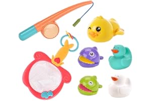 NIWWIN Zabawki do kąpieli dla dzieci, magnetyczne gry wędkarskie z, nakręcane zabawki i siatka rybacka, wędka, zabawki do basenu wodnego dla maluchów w wieku 1-3 lat