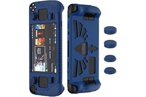SUIHUOJI Steam Deck/Steam Deck OLED Standing Protective Case, Thickening Silicone Accessories Protector, Soft Cover Skin Shell with 2 Pairs Thumb Grips, Full Protection for Valve Stream Deck (Blue)
