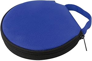 PORFEET Sac De Rangement pour CD, Couleur Unie Ronde en Tissu Oxford, Voiture, 20 Disques, Sac De Rangement pour CD, Pochette à Glissière Bleu Taille Unique