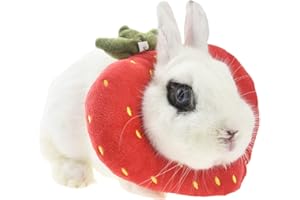 FLAdorepet Kaninchenschutzkegel für nach Operationen, Elizabeth Halswiederherstellungshalsband für Kleintiere, Hasentoast, Avocado-Kostüm (klein (1 Stück), Erdbeere)
