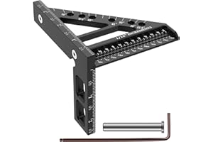 GATPHY 3 en 1 Escuadra Carpintero 22,5 30 45 60 67,5 90 grados transportador cuadrado aleación de aluminio con agujero Escuadra Carpintero 3D Práctica exquisita para ingenieros carpinteros