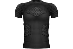 Zicac Maglia da Uomo Imbottita Compressione con Protezione Antiurto, Maniche Corte Maglia Sportiva Equipaggiamento Protettivo Pettorale Protezioni per Esterni/Fitness/Calcio/Basket/Sci/Rugby