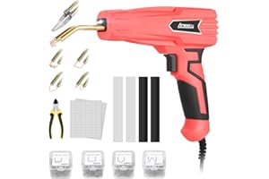 ANESTY Saldatore per Plastica,100W Saldatura Plastica Riparazione Kit, Saldatrice Plastica Kit per Riparare Paraurti,Carene con 400pcs Graffette,Bastoncini di Riparazione PP,Ferro Lisciatura, Rete Metallica