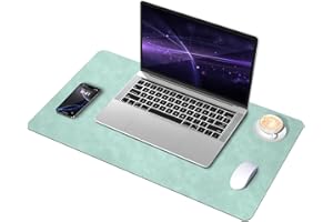 BLESWIN Tappetino da Scrivania Antiscivolo in Pelle e Camoscio, Tappetino da Scrivania Impermeabile per Scrivere, Tappetino da Scrivania di Grandi Dimensioni per L'ufficio e la Casa (Verde Menta, 60x34cm)