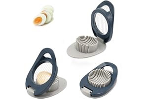 HONGTELLOR Cortadora de Huevos, Cortadora de Huevos con Línea de Corte de Acero Inoxidable, Adecuada para Huevos Duros o Cocidos, Plátanos, Fresas y otros Alimentos BlandosI(Azul)