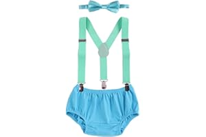 IBTOM CASTLE Newborn Baby Boys Toddlers Cake Smash Outfit Shorts Bloomers Bowtie adjustable Elastic Y Back Suspenders Photo Props Children Kids Unisex Braces 3pcs Set