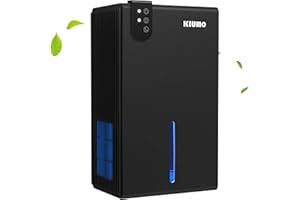 Kiumo Deshumidificador, (30 m²) 2,5 L para RV, dormitorio, baño y otras habitaciones pequeñas con función de apagado utomático, dos modos de funcionamiento y 7 colores de luz LED (negro)