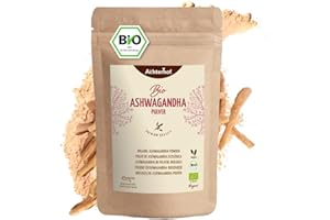 ‎VOM-ACHTERHOF Ashwagandha Pulver BIO 500g | fein gemahlene Ashwagandhawurzel | in Bio-Qualität | 100% naturrein | ideal zur Zugabe in Smoothies, Säfte, Goldene Milch, Moon Milk & Co | vom Achterhof
