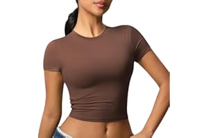 JTSONN Maglietta Donna Sportiva Manica Corta Sport T Shirt Traspirante Funzionale Maglia Collo Rotondo Corsa Compressione Camicia Yoga Palestra Workout Crop Top