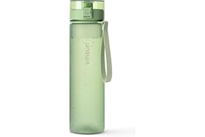 VINSUN Butelka na wodę, 1 l, jasnozielona, nie zawiera BPA, szczelna, nadaje się do kwasu węglowego, tritanu, obsługa jedną ręką, butelka na napoje, do uprawiania sportu, na siłownię, do podróży, na