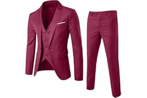 YOUYING Completo da uomo 3 pezzi Slim Fit monopetto giacca gilet pantaloni blazer set casual business party abiti da matrimonio