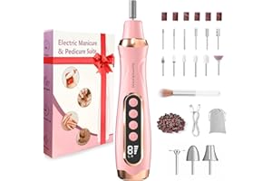 XunmotorYao Fresa per Unghie Professionale 20000 RPM Cordless Manicure Elettrico e Pedicure Set 15 in 1 Lima Elettrica per Unghie Senza Fili USB Manicure e Pedicure Elettrico per Casa Salone,Pesca