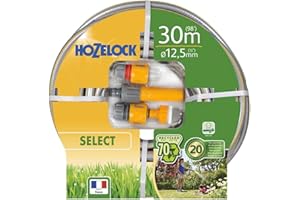 HOZELOCK - Select Hose 12.5mm x 30m Set, Up to 70% Recycled PVC, Braided Reinforcement, Hard-Wearing Garden Hose, Quality and Durability, Weather-Proof with UV and Frost Protection [100-100-577]