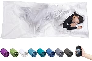 BROWINT Silk Sleeping Bag Liner, Silk Sleep Sack, Extra Wide 220x110cm, Lightweight Travel Sheet for Hotels, Sleeper with Reinforced Gussets