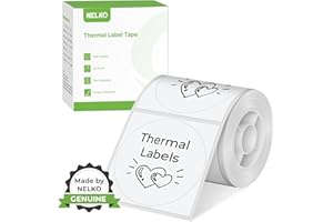 Nelko PM220 Thermal Labels, 2 inch Round, Waterproof, Multi-Purpose Tape, 1 Roll of 150 White Self-Adhesive Thermal Paper