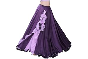 ROYAL SMEELA Jupe Danse du Ventre Femme Jupes Longue Mousseline Couche Double Volants Jupe Maxi Flamenco Danse Grande balançoire Entraînement Costume Danse Orientale Tenue Danse Orientale Femme