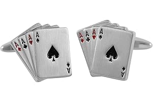 LINDENMANN Manschettenknöpfe, silberfarben mit Spielkarten Motiv, Geschenketui, 1628