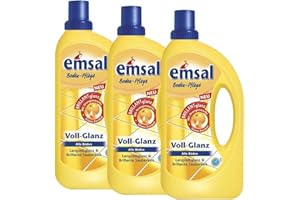 3X emsal Boden-Pflege Voll-Glanz 1 Liter, Langzeitglanz & Brillante Sauberkeit mit Orangenwachs