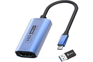 GUERMOK Videoaufzeichnungskarte, USB3.0 HDMI zu USBC Aufzeichnungskarte, 4K Full 1080P60FPS Aufzeichnungsgeräte für Gaming Live-Streaming Video Recorder, für PC Mac OS System OBS PS5 Switch (Blau)