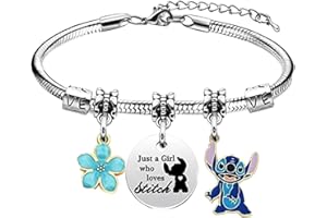 Atuoxing Lilo e Stitch Bracciale Regolabili, Stich Bracciale in Inossidabile, Bracciale Stitch Bambina, Stitch Bracciale Ragazza Ciondolo