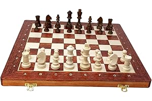 ChessEbook Jeu d'échecs en Bois 40 x 40 cm - Plateau d'échecs en Bois de Haute qualité - Ensemble de Jeu d'échecs Pliable - Ensemble de Jeu d'échecs avec pièces - Fait Main