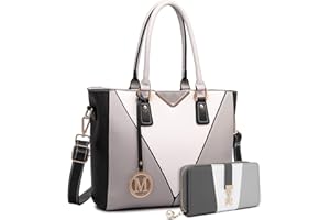 Miss Lulu Sac à Main Femme en Cuir PU, Cabas Bandoulière Multicolore,Idéal pour l'École, le Travail et l'Usage Quotidien