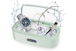 BUBBACARE Nettoyeur à Ultrasons 300ml, Appareil de Nettoyage Ultrasons 45000 Hz, Bac ultrasons avec 4 réglages de temps pour le nettoyage de bijoux, montres, lunettes, prothèses dentaires