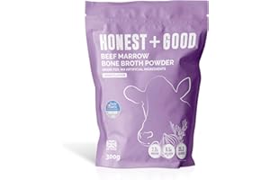 Honest + Good Beef Marrow Bone Broth Powder, 300g | High Protein | 6,500mg Type I & III Collagen & Amino Acids for Hair, Skin, Joint & Gut Health | Grass-Fed & No Hormones | 30 Servings (1 Month)