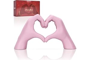 DOVDOV Pink Hand Gesture Statue and Sculpture, Heart Shaped Heart Hand Sculpture Decoration, Modern Love Decoration Statue for Coffee Table, Living Room, Bedroom, Bookshelf, Office, Room Decoration Figure