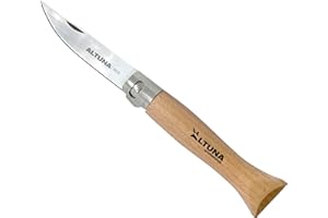 Altuna - Navaja Multiusos Plegable - Hoja de 8 cm de Acero Inoxidable - Con Seguro Anticorte - Mango de Madera Ergonómico - Navaja de Camping, Setas, Senderismo y Pesca - Compacta y Resistente