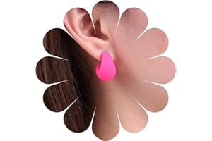 Inateannal Orecchini a cerchio in velluto rosso Orecchini a bottone grossi a forma di C rossi Orecchini a cerchio in acrilico rosso Orecchini a cerchio larghi Orecchini a bottone grossi e leggeri