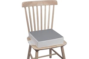 KEERCIGA Kalawen Sitzerhöhung Stuhl Kind Kalawen 32 x 32 x 8 cm Sitzkissen Kinder für Baby PU Waschbar Tragbare Sitzerhöhung mit 2 Sicherheitsschnalle Gurte Kindersitzkissen, Grau