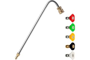 M Mingle Pressure Washer Gutter Cleaner Attachment, Angled Extension Wand for Gutter Cleaning, 5 Nozzle Tips, 1/4 Inch Quick Connect, 13 Inch
