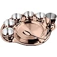 Prabha Stainless Steel PVD Rose Gold Rajwada Thali Set, Easy Cleanable, Useable for Guest, Dinner Set, Bhojan Thal, Durable for Long Term, High Grade Stainless Steel