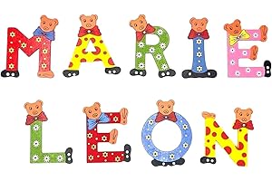 JULIAN BRINK Bunte Holzbuchstaben mit Bärenmotiv – Personalisierte Kinderzimmer Deko – Türbuchstaben aus Holz für Namen – Handgefertigte Buchstaben für Kinderzimmer & Babyzimmer – Geschenk zur Geburt (A)