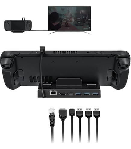 Baseus Dock Steam Deck avec Support Réglable, 6 en 1 Station d'accueil pour Steam Deck avec HDMI 4K@60Hz, 3 USB-A 3.0, Ethernet et PD Charge Rapide 100W, Nouvelle Design pour Steam Deck
