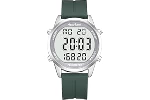 Hearkent Orologio da polso per il fitness con contapassi, pedometro, contatore delle calorie, display LCD digitale ad alto contrasto e retroilluminato, resistente all'acqua