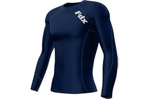 FDX Men's Compression Base Layer Top, Lightweight, Breathable, Long Sleeve Body Fit Quick Dry Cool Shirt All Season for Running Gym Workout Training Fitness Exercise