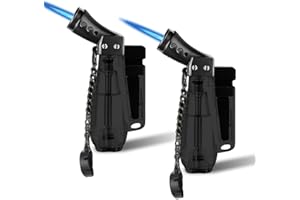 Delamiya 2 accendini a fiamma jet, fiamma jet, accendino regolabile, antivento, butano, ricaricabile, ottima idea regalo per uomini (venduto senza gas)