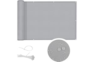 COOL AREA Brise-Vue pour Balcon PES Couverture de confidentialité Écran Vent Protection UV Opaque Résistant aux Intempéries, 100x300cm,Grey