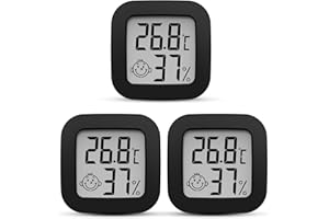 DERSHARA 3 Pezzi Mini Termometro Igrometro Digitale Monitor di Temperatura e umidità Ambiente Interno Termoigrometro per Casa, Ufficio, Camera da Letto, Cameretta, Magazzino, Cantina, Auto (Nero)