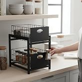 2 &Ccedil;ekmeceli Organizer Sepet &ndash; 25x42 cm, Raylı Sistem, &Ccedil;ok Ama&ccedil;lı Kullanım (Siyah)