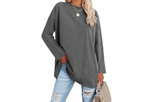 Ebifin Maglia Manica Lunga Donna Oversize T-Shirt Girocollo Maglietta Maglione Maglie Lunghe.