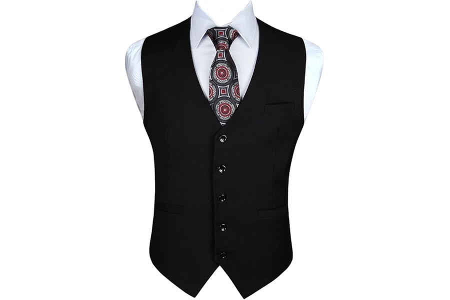 Enlision Waistcoat for Men Formal Plain Waistcoats Wedding Solid Colour Tuxedo Waistcoat Business Suit Vest with Pockets XS-4XL
