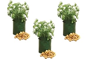 Invero Set of 3 Potato Grow Bags - Gardening Plant Growing Bags with Side Handles - Ideal for Planting Potato’s, Tomato, Carrots, Strawberries and other Vegetables (10 Gallon)