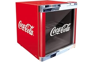 °CUBES Coca-Cola Mini Kühlschrank mit Glastür | Getränkekühlschrank 48L, leise & energieeffizient, perfekt für Getränke, Büro & Partys | 5-15°C, Rot